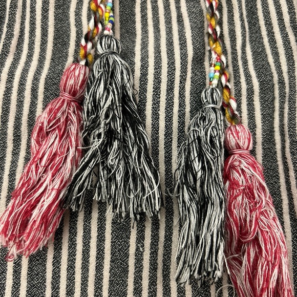 philosophy Striped Embroidered Bib tassel detail Long Sleeve Tunic Dress L - Picture 7 of 8